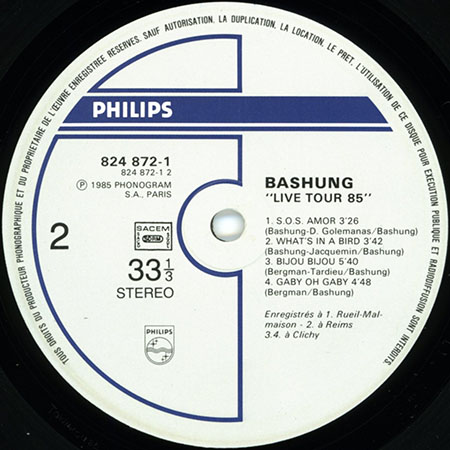 alain bashung lp live tour  85 presse label 2